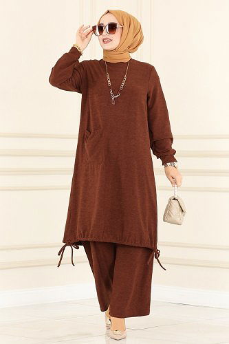 moda selvim 157DVL817 البني طقم - Thumbnail