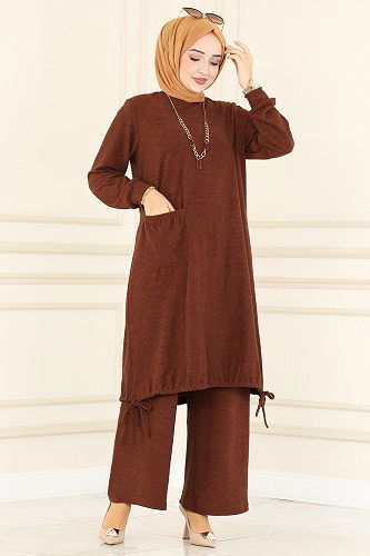 moda selvim 157DVL817 البني طقم - Thumbnail