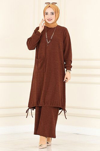 moda selvim 157DVL817 البني طقم - Thumbnail