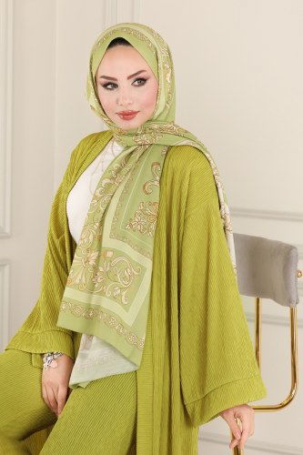 moda selvim 1763MF762 لون زيتوني طقم - Thumbnail