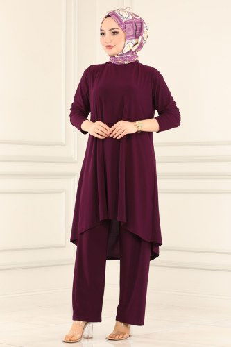 moda selvim 1778AF356 ارجواني طقم - Thumbnail