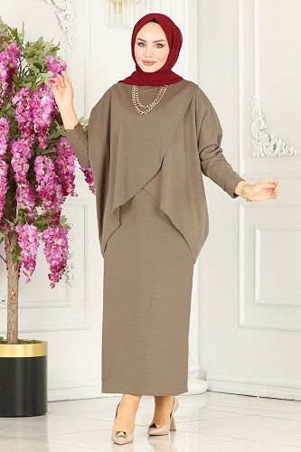 moda selvim 1985UKB139 بيج غامق طقم - Thumbnail