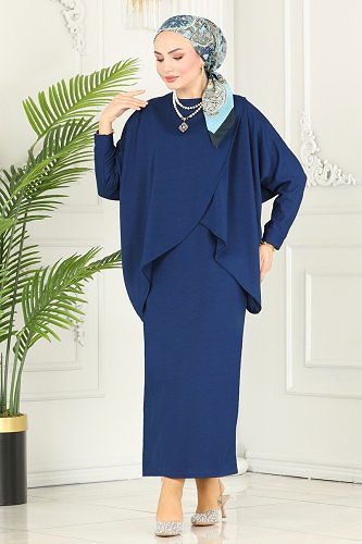 moda selvim 1985UKB139 كحلي طقم - Thumbnail