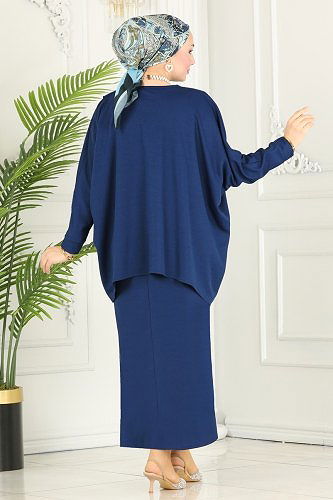 moda selvim 1985UKB139 كحلي طقم - Thumbnail