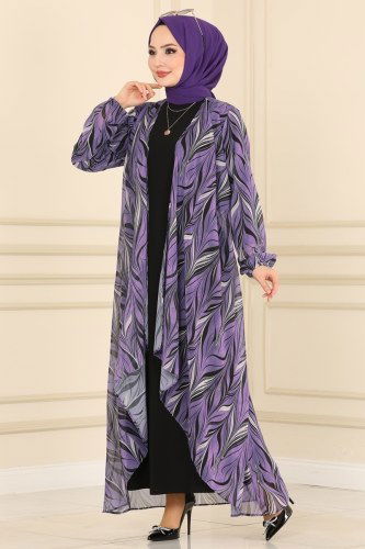 moda selvim Combine 2049BLL803 Black&Lilac - Thumbnail