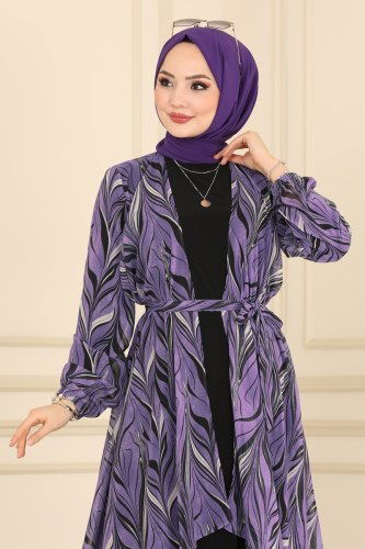 moda selvim Combine 2049BLL803 Black&Lilac - Thumbnail
