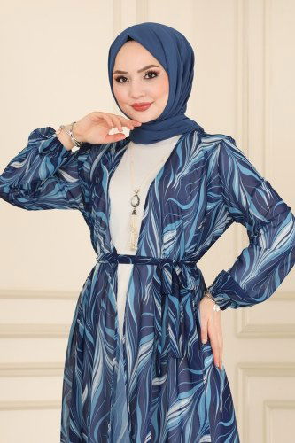 moda selvim 2049BLL803 السكري&ازرق طقم - Thumbnail