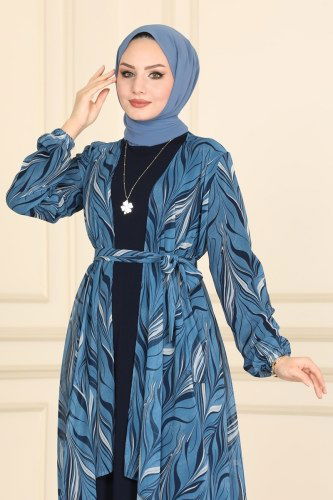 moda selvim 2049BLL803 كحلي&ياقوتي طقم - Thumbnail