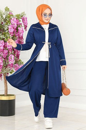 moda selvim 212YNS793 كحلي طقم - Thumbnail