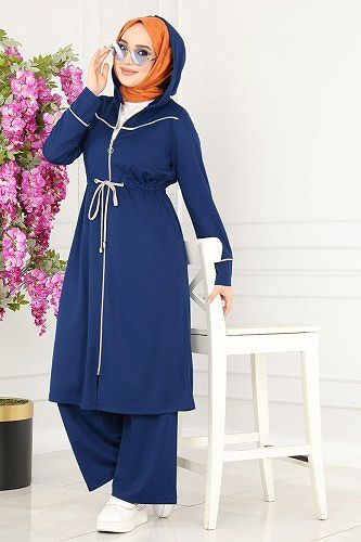 moda selvim 212YNS793 كحلي طقم - Thumbnail