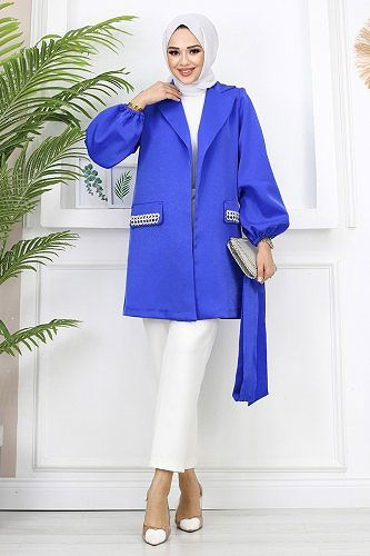 moda selvim 220OFR845 ازرق طقم - Thumbnail