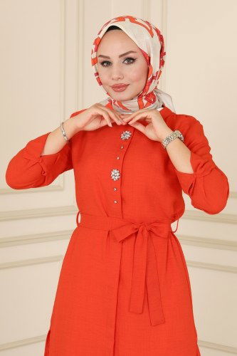 moda selvim 2249BLU797 أورانج وإيكرو طقم - Thumbnail