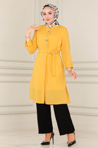 moda selvim 2249BLU797 اصفر&اسود طقم - Thumbnail