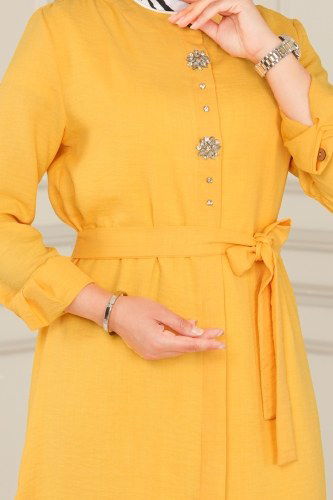 moda selvim 2249BLU797 اصفر&اسود طقم - Thumbnail