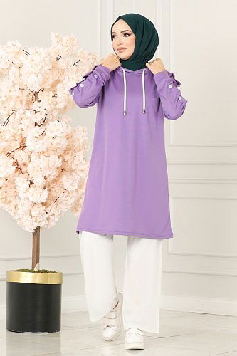 moda selvim Combine 228DVL817 Lilac&Ecru - Thumbnail