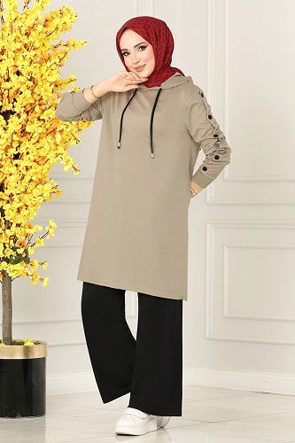 moda selvim 228DVL817 بيج & أسود طقم - Thumbnail