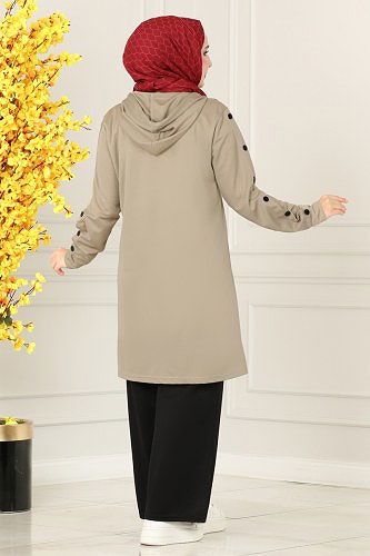 moda selvim 228DVL817 بيج & أسود طقم - Thumbnail