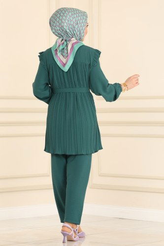 moda selvim 229ASM762 نفتي جرين طقم - Thumbnail