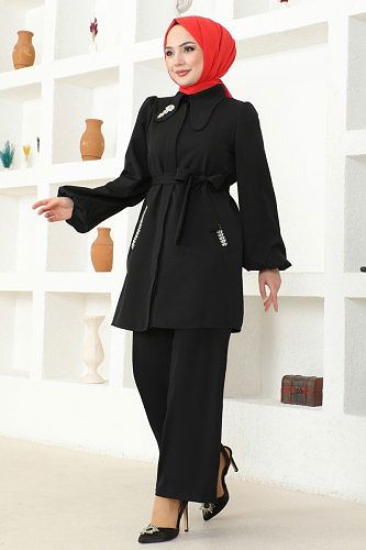 moda selvim 235OFR845 اسود طقم - Thumbnail