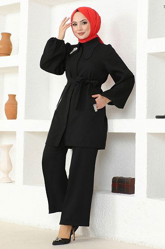 moda selvim 235OFR845 اسود طقم - Thumbnail