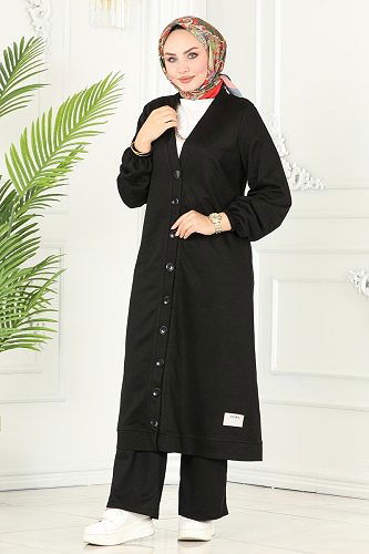 moda selvim 238DVL817 اسود طقم - Thumbnail