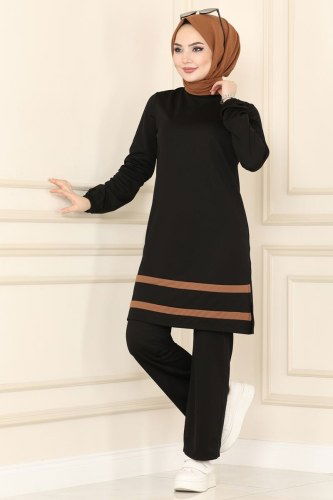 moda selvim 2421SL432 اسود طقم - Thumbnail