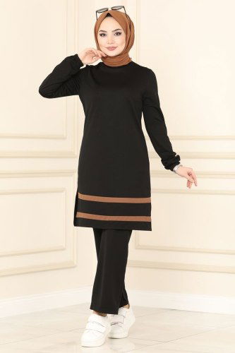 moda selvim 2421SL432 اسود طقم - Thumbnail