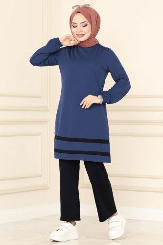moda selvim 2421SL432 ياقوتي مع الأسود طقم - Thumbnail