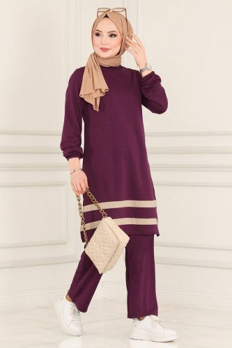 moda selvim 2421YNS793 ارجواني طقم - Thumbnail