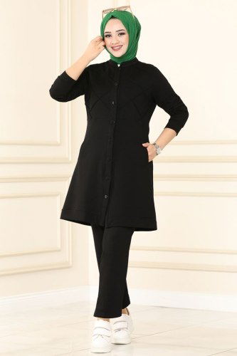 moda selvim 2422SL432 اسود طقم - Thumbnail
