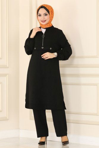 moda selvim 2429SL432 اسود طقم - Thumbnail