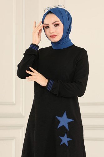 moda selvim 2434SL432 اسود وازرق طقم - Thumbnail