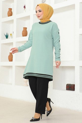 moda selvim 2439SL432 تركوازي&اسود طقم - Thumbnail