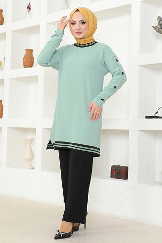 moda selvim 2439SL432 تركوازي&اسود طقم - Thumbnail