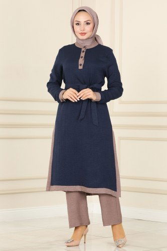 S.L. - Combine 2444SL432 Navy Blue and Powder Mink