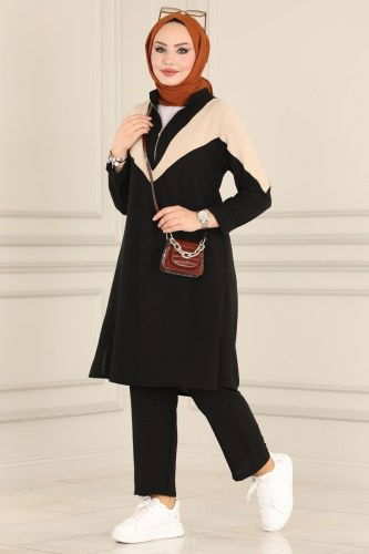 moda selvim 2449SL432 اسود طقم - Thumbnail