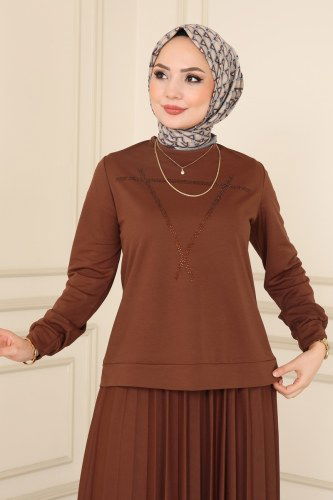 moda selvim 2455SL432 البني طقم - Thumbnail