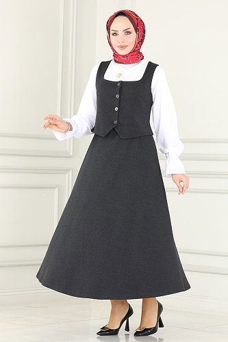 moda selvim 2477SL432 لون الرصاصي طقم - Thumbnail