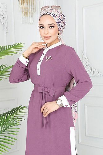 moda selvim 2488SL432 ليلكي غامق&السكري طقم - Thumbnail