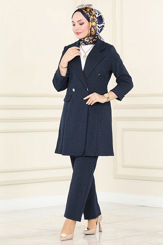 moda selvim 2657SL432 كحلي طقم - Thumbnail