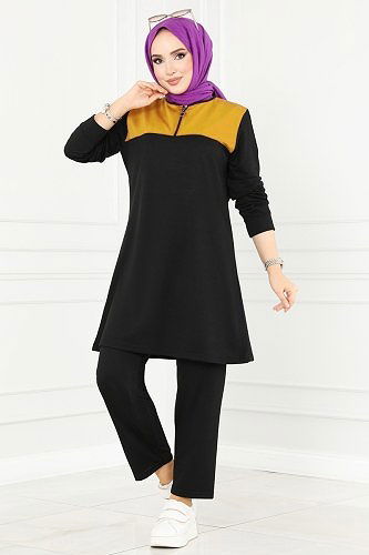 moda selvim Combine 3001ASY563 Mustard&Black - Thumbnail