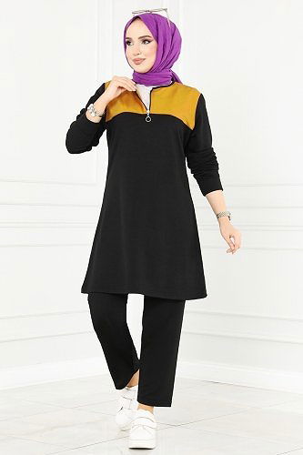 moda selvim Combine 3001ASY563 Mustard&Black - Thumbnail