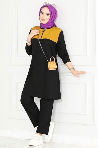 moda selvim Combine 3001ASY563 Mustard&Black - Thumbnail