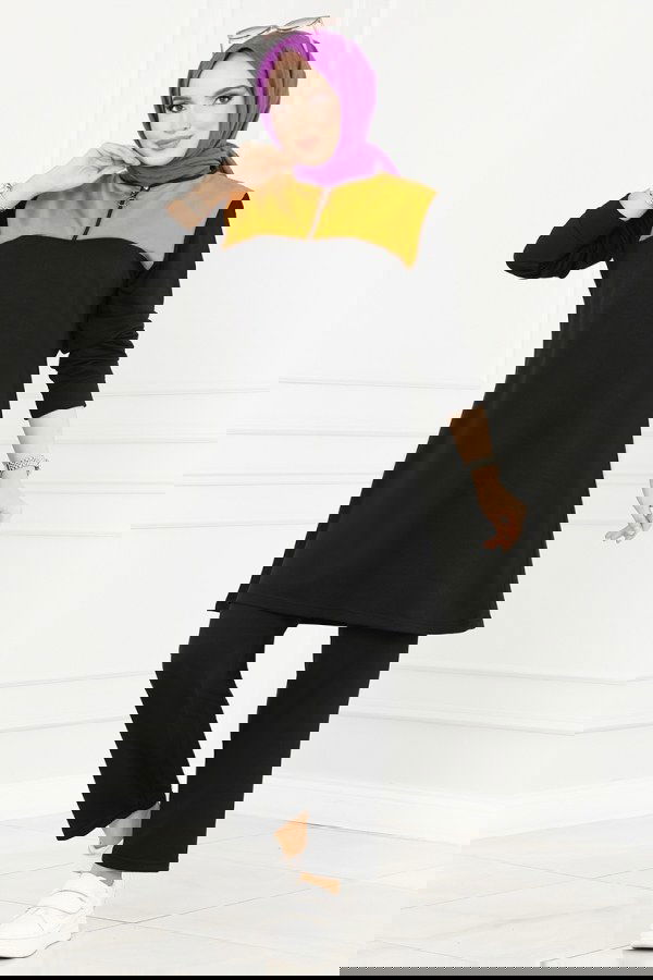 Modaselvim خصم صافٍ20%+20% في سلة التسوق 3001ASY563 خردلي&اسود طقم