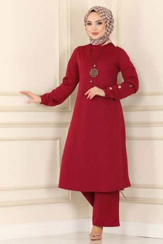 moda selvim 3002YNS793 الخمري طقم - Thumbnail