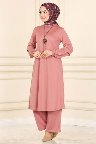 moda selvim 3002YNS793 الزهري طقم - Thumbnail
