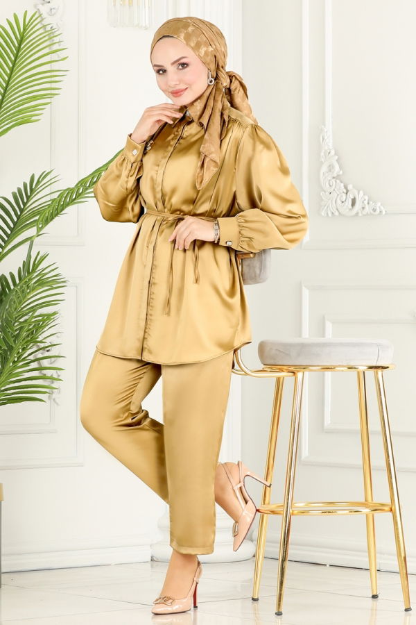 Modaselvim Hijab Combinations Combine 3014BLU797 Gold