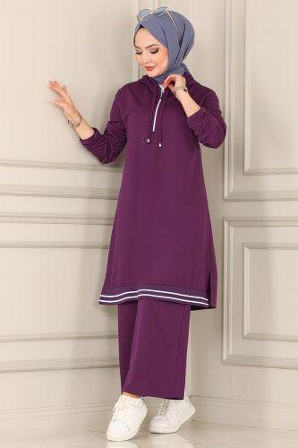 moda selvim 3022MNT741 ارجواني طقم - Thumbnail