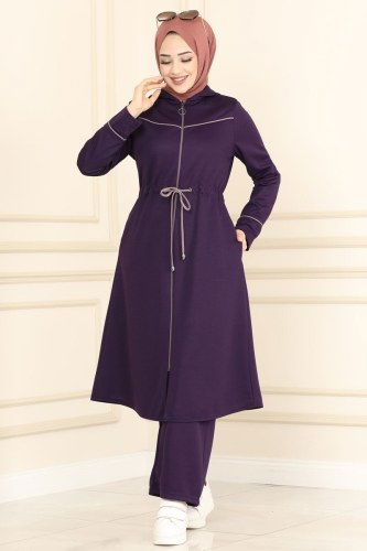 moda selvim 3046HN218 بنفسجي طقم - Thumbnail