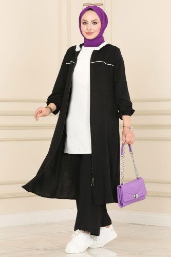 H.N.Z. - 3063HN218 اسود وسكري طقم